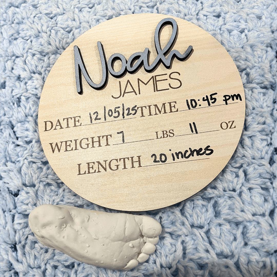Noah's birth announcement and keepsake